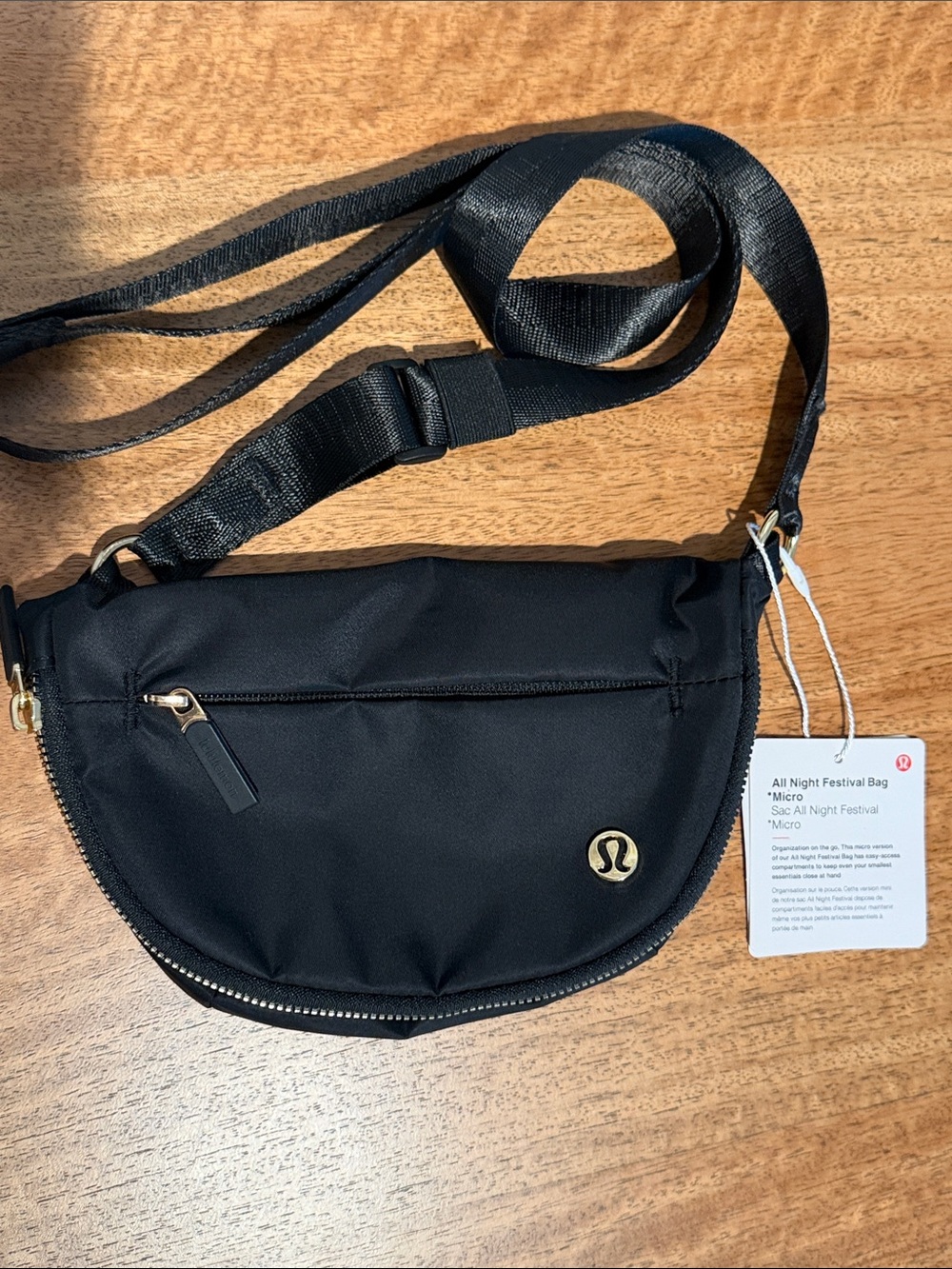 NEW Lululemon All Night Festival Crossbody Micro Belt Bag 2L - Black/Gold